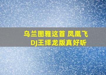 乌兰图雅这首 凤凰飞 DJ王绎龙版真好听